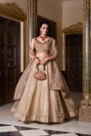 LNB1430 Gold Crush Plain Lehenga With Blouse And Dupatta Wholesale In India